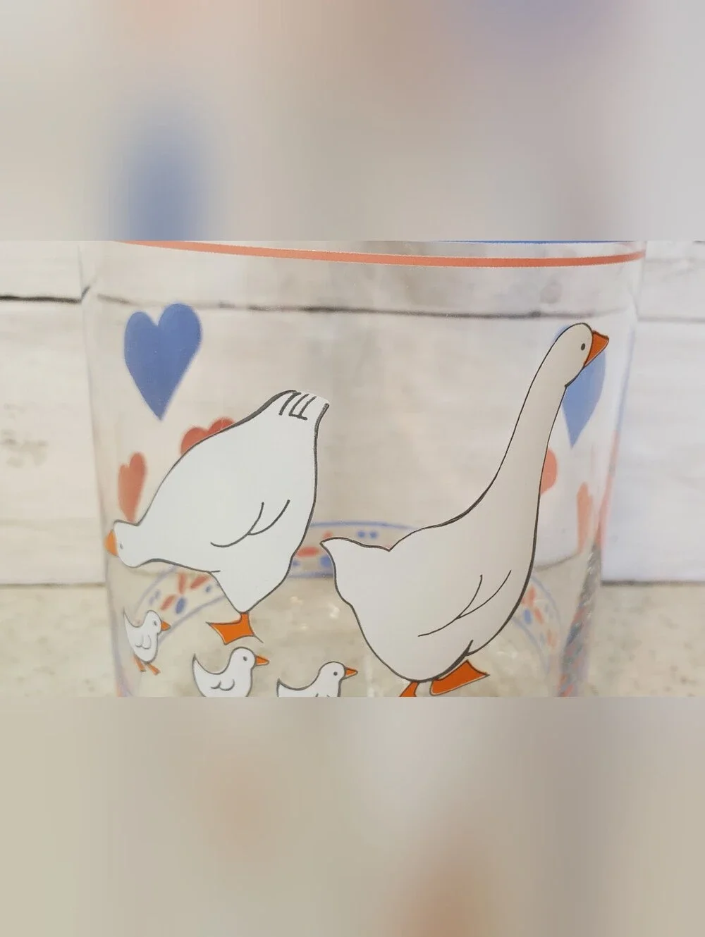 Vintage Luminarc Style Goose Hearts Glass Canister Jar w Lid Cottagecore 8x4